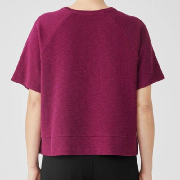 NWT EILEEN FISHER Organic Cotton Slubby Rib Knit Elbow Sleeve Top Large - Picture 3 of 9